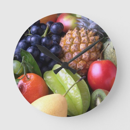 果物–82524果実エキゾチックパイナップルP ラウンド壁時計 (正面)