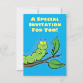 枝おもしろい漫画の可愛い毛虫 招待状 (裏面)