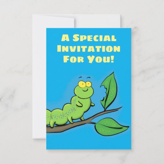 枝おもしろい漫画の可愛い毛虫 招待状 (裏面)