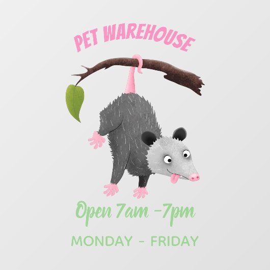 枝おもしろい漫画ぶら下がったからのかわいいオポッサム ウィンドウサイン (シート)