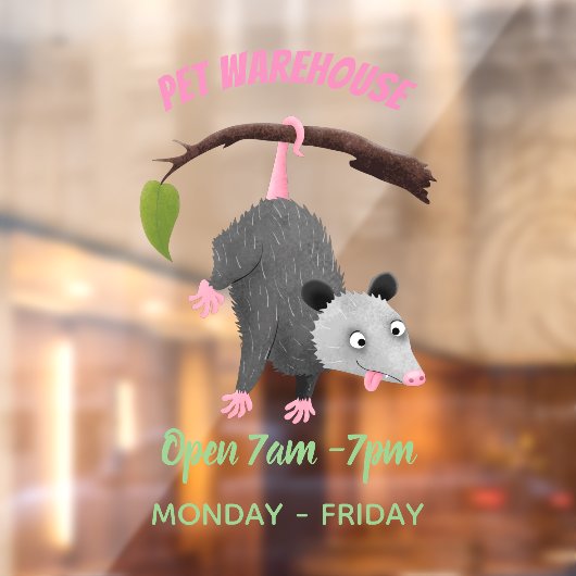 枝おもしろい漫画ぶら下がったからのかわいいオポッサム ウィンドウサイン (シート2)