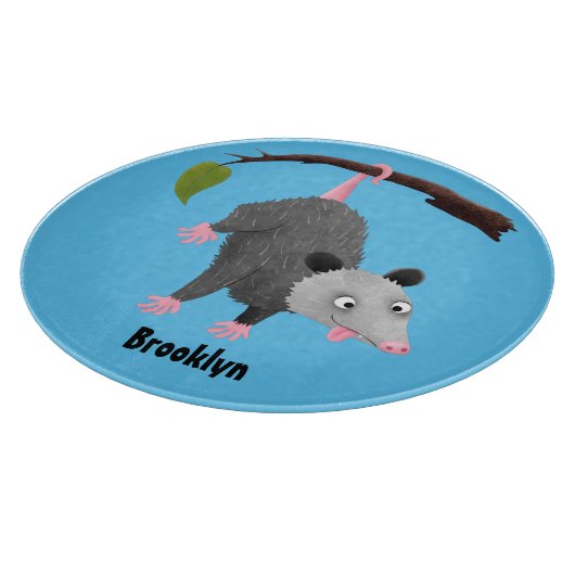 枝おもしろい漫画ぶら下がったからのかわいいオポッサム カッティングボード (角)