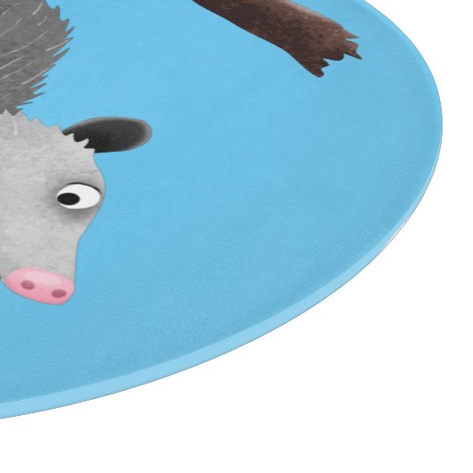 枝おもしろい漫画ぶら下がったからのかわいいオポッサム カッティングボード (角)