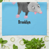 枝おもしろい漫画ぶら下がったからのかわいいオポッサム キッチンタオル (折り畳み)