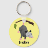 枝おもしろい漫画ぶら下がったからのかわいいオポッサム キーホルダー (正面)