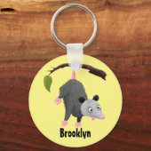 枝おもしろい漫画ぶら下がったからのかわいいオポッサム キーホルダー (正面)