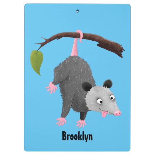 枝おもしろい漫画ぶら下がったからのかわいいオポッサム クリップボード (裏面)