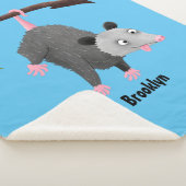 枝おもしろい漫画ぶら下がったからのかわいいオポッサム シェルパブランケット (3/4)