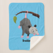 枝おもしろい漫画ぶら下がったからのかわいいオポッサム シェルパブランケット (正面)