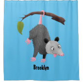 枝おもしろい漫画ぶら下がったからのかわいいオポッサム シャワーカーテン (正面)