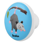 枝おもしろい漫画ぶら下がったからのかわいいオポッサム セラミックノブ (右)