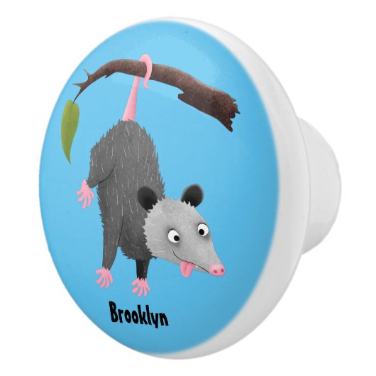 枝おもしろい漫画ぶら下がったからのかわいいオポッサム セラミックノブ (右)