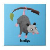 枝おもしろい漫画ぶら下がったからのかわいいオポッサム タイル (正面)