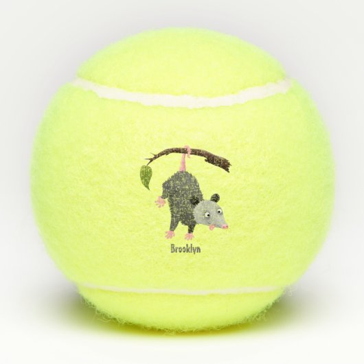 枝おもしろい漫画ぶら下がったからのかわいいオポッサム テニスボール (裏面)