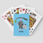 枝おもしろい漫画ぶら下がったからのかわいいオポッサム トランプ (裏面)