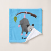 枝おもしろい漫画ぶら下がったからのかわいいオポッサム バスタオルセット (ウォッシュタオル)