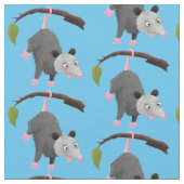 枝おもしろい漫画ぶら下がったからのかわいいオポッサム ファブリック (クローズアップ)