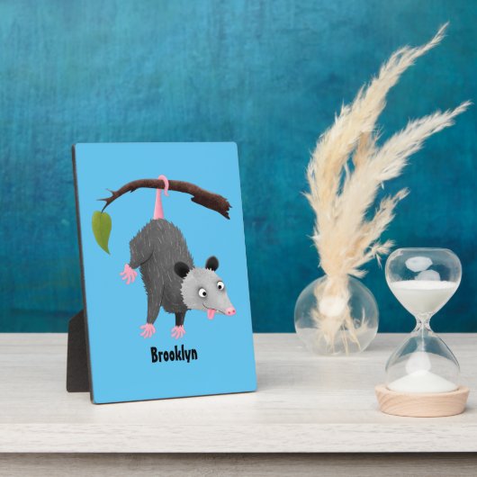 枝おもしろい漫画ぶら下がったからのかわいいオポッサム フォトプラーク (側面)