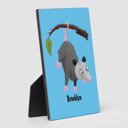 枝おもしろい漫画ぶら下がったからのかわいいオポッサム フォトプラーク (側面)