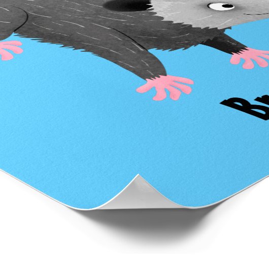 枝おもしろい漫画ぶら下がったからのかわいいオポッサム ポスター (角)