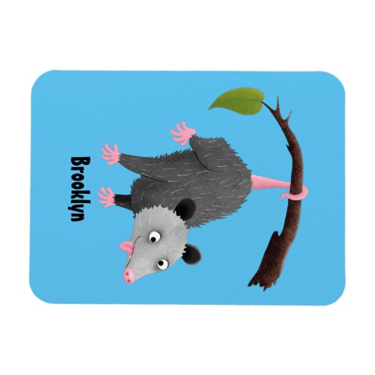 枝おもしろい漫画ぶら下がったからのかわいいオポッサム マグネット (横)