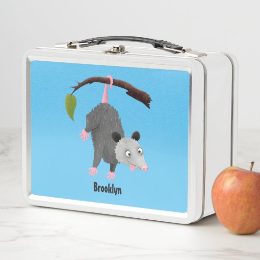 枝おもしろい漫画ぶら下がったからのかわいいオポッサム メタルランチボックス (インサイチュ)