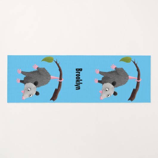 枝おもしろい漫画ぶら下がったからのかわいいオポッサム ヨガマット (正面(横))