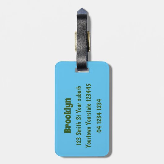 枝おもしろい漫画ぶら下がったからのかわいいオポッサム ラゲッジタグ (裏面縦)