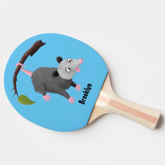 枝おもしろい漫画ぶら下がったからのかわいいオポッサム 卓球ラケット (横)