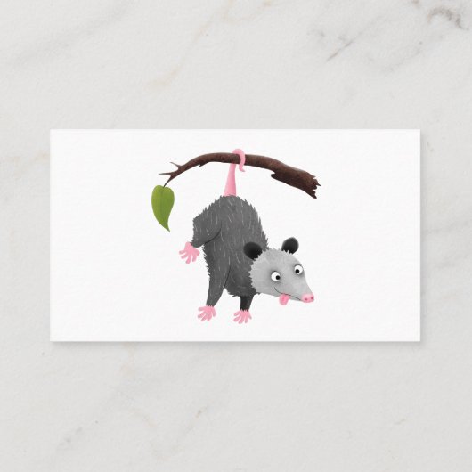 枝おもしろい漫画ぶら下がったからのかわいいオポッサム 名刺 (裏面)