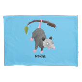 枝おもしろい漫画ぶら下がったからのかわいいオポッサム 枕カバー (正面)