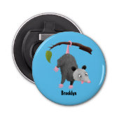 枝おもしろい漫画ぶら下がったからのかわいいオポッサム 栓抜き (正面)