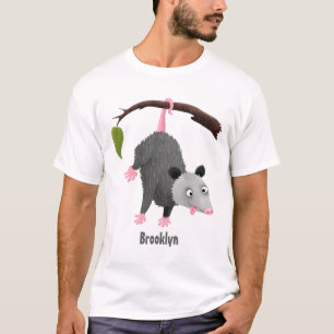枝おもしろい漫画ぶら下がったからのかわいいオポッサム Tシャツ