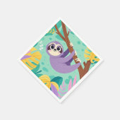 枝からつるのマンガのナマケモノの逆さ スタンダードカクテルナプキン (角)