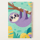 枝からつるのマンガのナマケモノの逆さ プランナー手帳 (裏面)