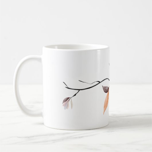 枝から吊るされた花の水彩マグカップ コーヒーマグカップ (左)