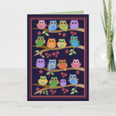 枝かわいい文字のバースデー・カードのフクロウ カード (正面)