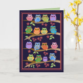 枝かわいい文字のバースデー・カードのフクロウ カード (黄色い花)