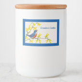 枝かわいらしに赤と青の鳥を歌う フードラベル (正面)