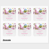 枝かわいらしロウソクに青と黄色の鳥 スクエアシール (シート)