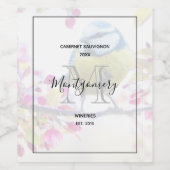 枝かわいらしワインメーカーの青と黄色の鳥 ワインラベル (シングルラベル)