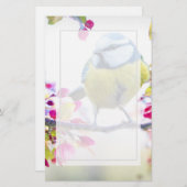 枝かわいらし写真に青と黄色の鳥 (正面/裏面)