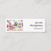 枝かわいらし写真に青と黄色の鳥 スキニー名刺 (正面)