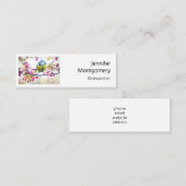 枝かわいらし写真に青と黄色の鳥 スキニー名刺 (正面/裏面)