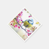 枝かわいらし写真に青と黄色の鳥 スタンダードカクテルナプキン (角)