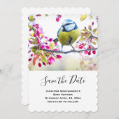 枝かわいらし写真に青と黄色の鳥 セーブザデート (正面/裏面)