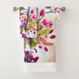 枝かわいらし写真に青と黄色の鳥 バスタオルセット