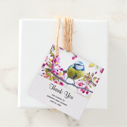 枝かわいらし写真に青と黄色の鳥 フェイバータグ (インサイチュ)