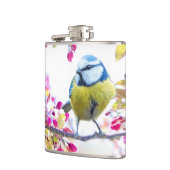 枝かわいらし写真に青と黄色の鳥 フラスク (左)