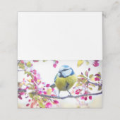 枝かわいらし写真に青と黄色の鳥 プレイスカード (外部開封)